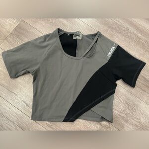 Gymshark Two-Tone Crop Top in Gray and Black